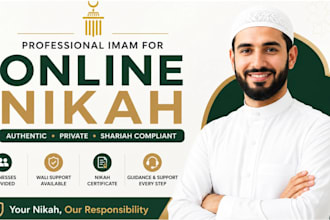 perform online nikah, provide imam, witnesses, wali nikah certificate