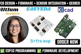 design and program a custom esp32 or arduino pcb with sensors and gerber