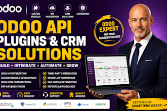 develop odoo API integration, custom module, CRM, odoo erp and automation