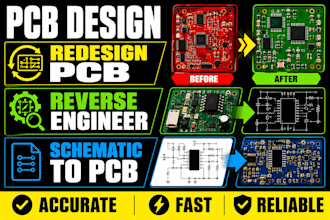 redesign pcb, reverse engineer circuit and convert schematic to pcb