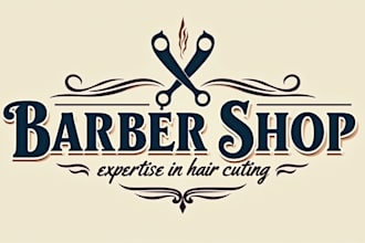 do unique barber shop letter logo design