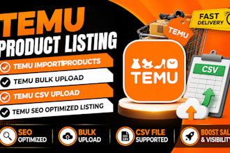 temu product listing, temu import products, temu bulk upload, temu csv, temu seo