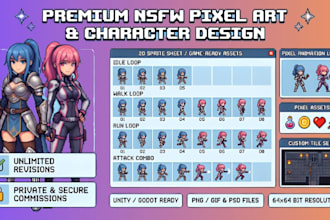 create nsfw pixel art animation and 2d sprite sheets for your game art