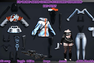 fix vrchat avatar clothing, accessories, expression, edit outfit, vrc animation
