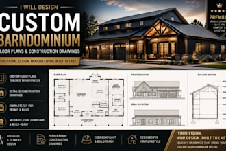 design custom barndominium floor plans and construction drawing