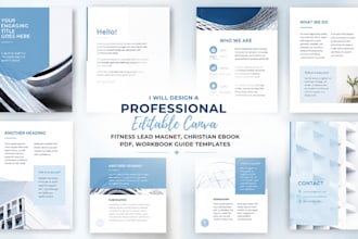 design canva fitness lead magnet, christian ebook pdf, workbook guide templates