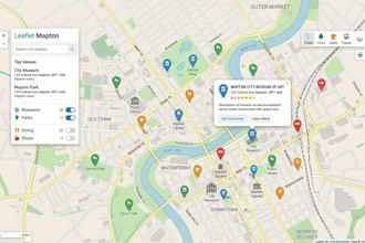 develop interactive maps with map box, leaflet, open layers and google maps