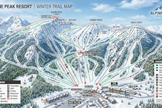 create hiking trail map, ski resort map, location and outdoor adventure map