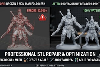 modify stl file, repair mesh and fix stl for 3d printing