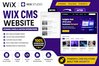 create a wix cms website with dynamic pages, velo development custom integration