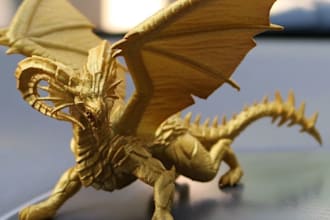 model realistic 3d dragon toy, mechanical design and rendering for 3d printing