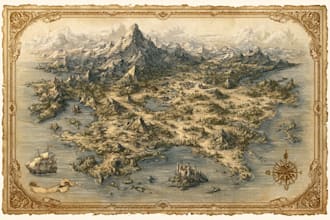 fantasy map with parchment style for storybook