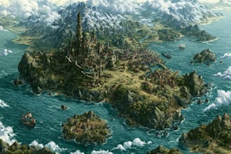 create a jaw dropping fantasy, board game, or dnd map illustration
