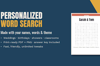 design a personalized word search for a party, classroom or gift