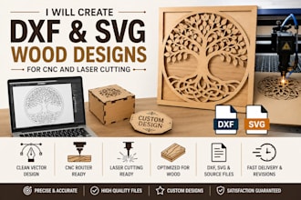 dxf and svg wood designs for cnc and laser cutting