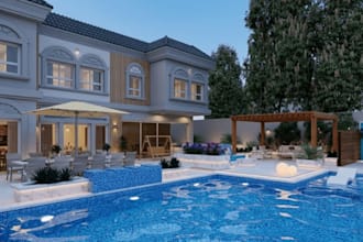 design 3d backyard pool, patio, rooftop and outdoor living spaces
