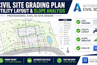 design civil site grading plan utility layout and slope analysis in civil 3d