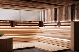 create modern 3d spa, sauna and bath house interior design