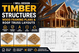 design timber structures, wood framing plans, and roof truss layouts