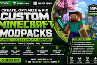 create, optimize, fix custom minecraft modpacks, forge, cobblemon, and server