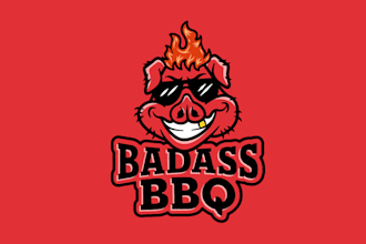 design badass bbq smoked restaurant food truck logo