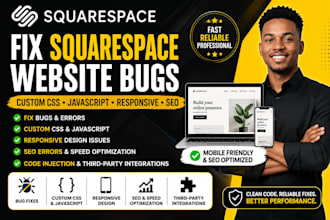 fix squarespace website bugs custom CSS javascript responsive issues SEO errors