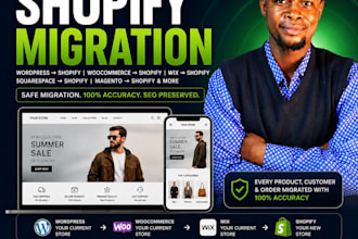 migrate wix to shopify, wordpress migration, squarespace, woocommerce to shopify