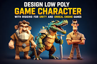 design low poly game character with rigging for unity and unreal engine games
