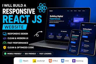 develop a responsive react js frontend or landing page