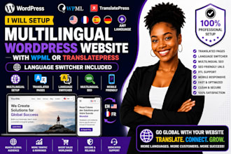 setup multilingual wordpress website with wpml or translatepress and language