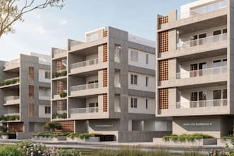 render 3d contemporary residential complex,modern city house,mediterranean style