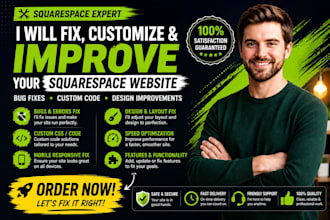 fix squarespace website bugs, CSS, mobile, layout website fix and customization