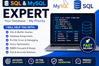 solve sql and mysql queries, assignments, and database tasks