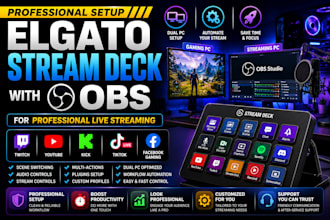 setup stream deck elgato with obs and dual PC for professional live streaming