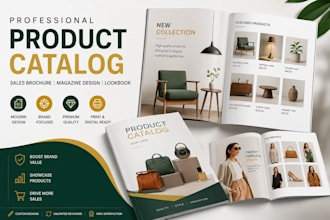 design professional product catalog, sale brochure, magazine design and lookbook