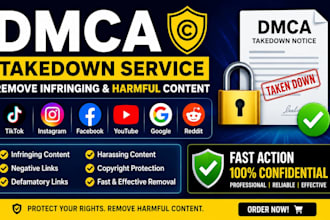 takedown infringing negative content tiktok instagram facebook youtube by dmca