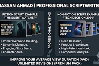 write professional youtube fiction and non fiction scripts