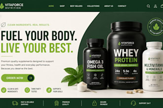 design supplement shopify store, health supplement website nutraceutical store