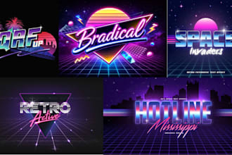 make 80s retro logo designs and typography with vintage style