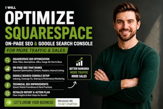 optimize squarespace, on page SEO and google search console for more sales