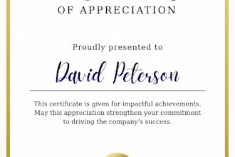 design a professional corporate certificate or diploma