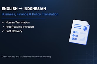 translate english to indonesian business, finance, and policy documents