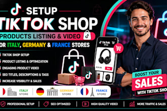 setup tiktok shop tik tok products listing video for italy german france store