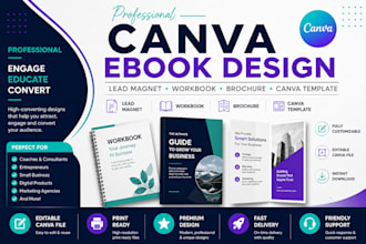 canva ebook design, lead magnet, workbook, bronchure freebie and canva template
