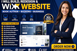 build wix website, rebuild redesign wix book author website wix booking website