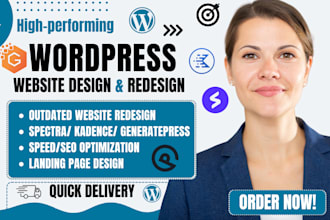 design wordpress website using specra, kadence, generatepress, gutenberg block