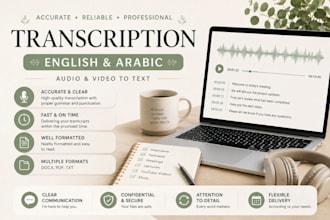 transcribe english or arabic audio and video
