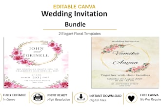 design floral wedding invitation templates in canva
