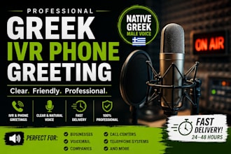 record a professional greek IVR phone greeting and voicemail