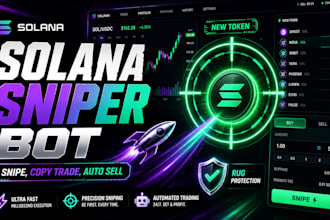 build a solana trading bot, sniper bot, bullx bot, ai trading website for crypto
